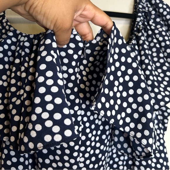 BETSEY Johnson Navy White Polka Dot Ruffle Elastic Top Jumpsuit‎ Size 22W - Picture 5 of 15